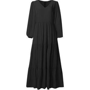Casual Dresses for Women 2023 Long Sleeve V Neck Loose  Flowy Maxi Tiered Dress